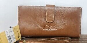 Patricia Nash Valentia II RFID Bifold Magnetic Snap Wallet Wristlet Tan NWT $109